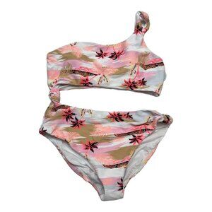 Island Soul‎ Swimsuit Womens XL Pink Tropical One Piece Waist Cut Out Vacation